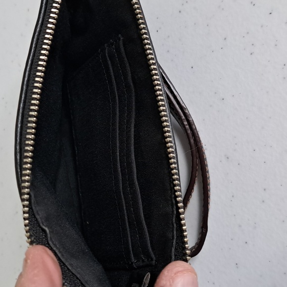 Coach Corner Zip Wristlet in Legacy Jacquard Black/Grey/Silver - Picture 4 of 8